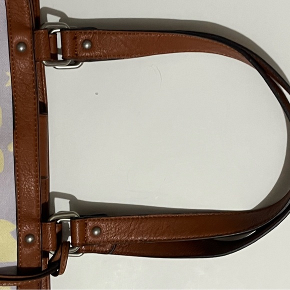 BOC Born Concept Purse Two Tone Canvas & Leather Shoulder Bag yellow lavender - Picture 7 of 7